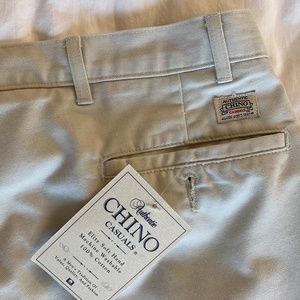 PLEATED CHINO CUFFED PANTS, 100%COTTON,